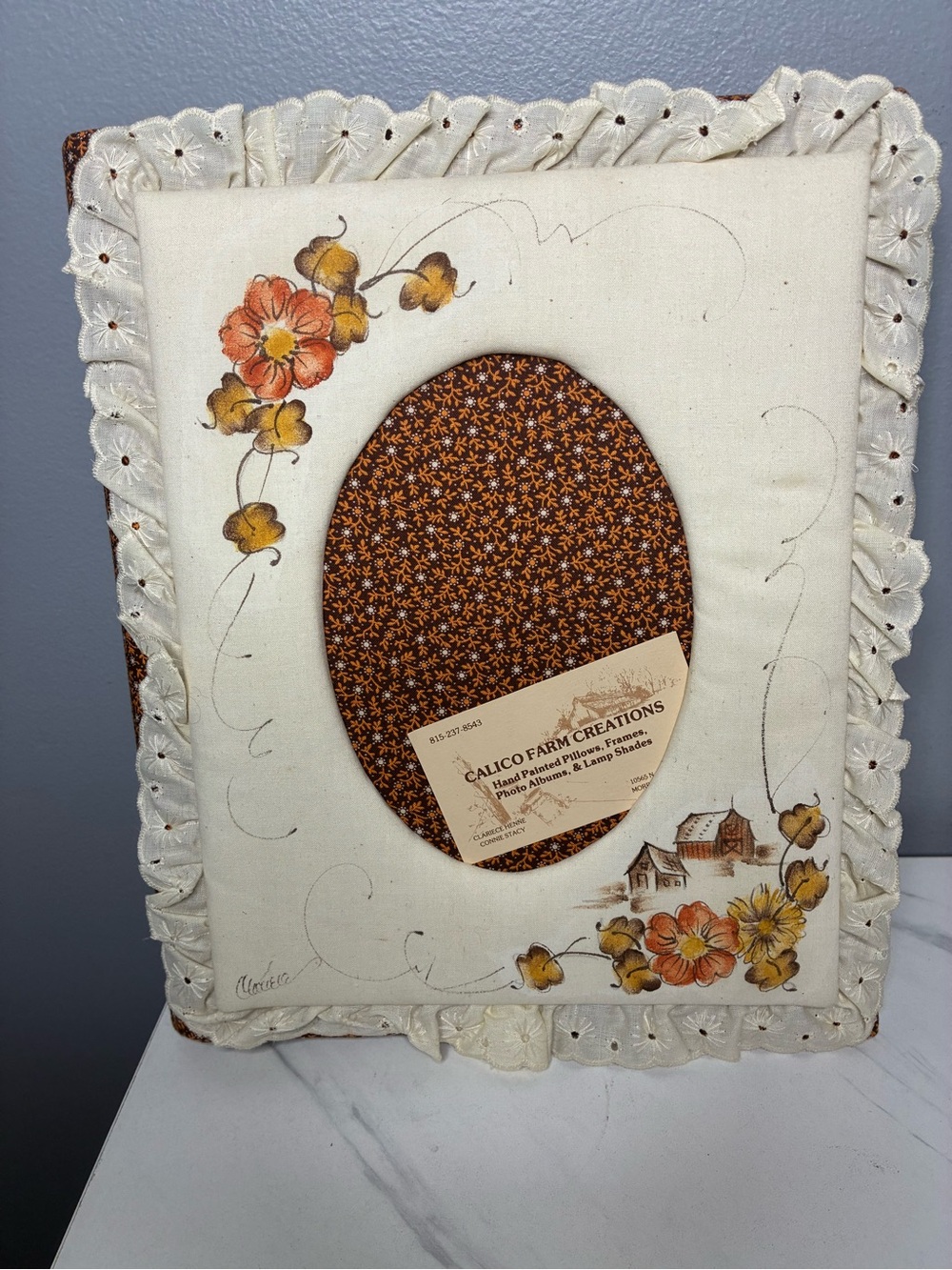 Calico Farm Creations Hand Painted Floral Fabric Photo Album Country Decor